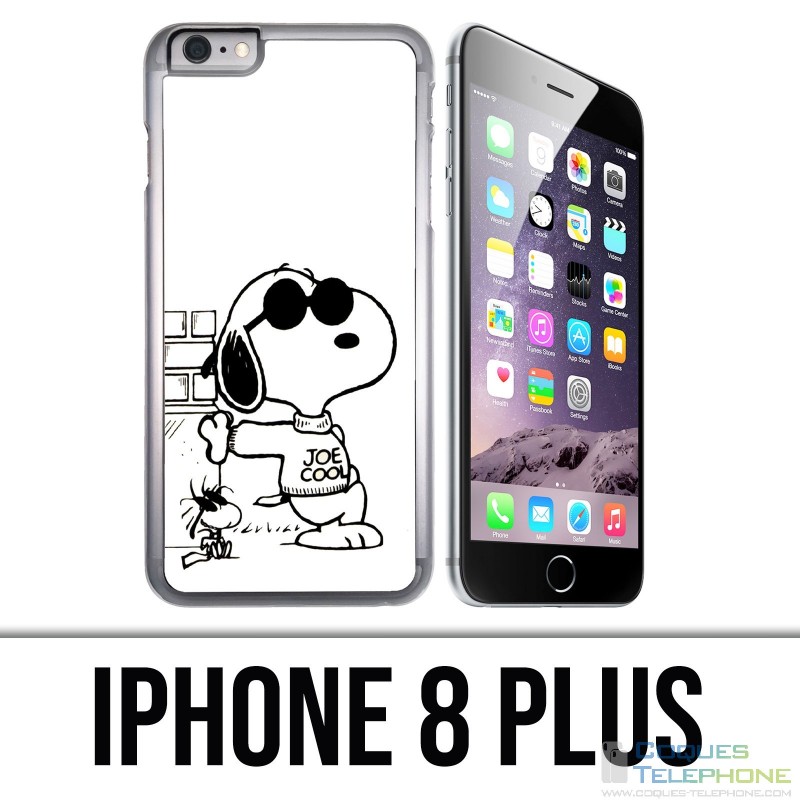 Coque iPhone 8 PLUS - Snoopy Noir Blanc