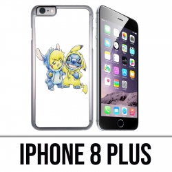 Coque iPhone 8 PLUS - Stitch Pikachu Bébé