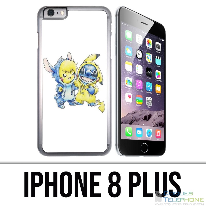 Custodia per iPhone 8 Plus - Stitch Pikachu Baby
