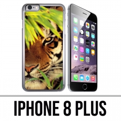 Coque iPhone 8 PLUS - Tigre Feuilles