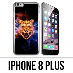 Coque iPhone 8 PLUS - Tigre Flammes