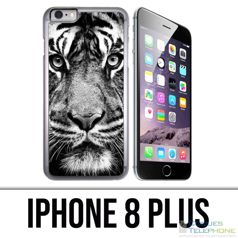 Coque iPhone 8 PLUS - Tigre Noir Et Blanc