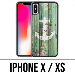 Coque iPhone X / XS - Ancre Marine Bois
