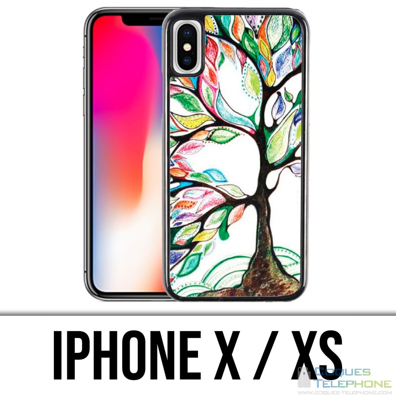 Coque iPhone X / XS - Arbre Multicolore