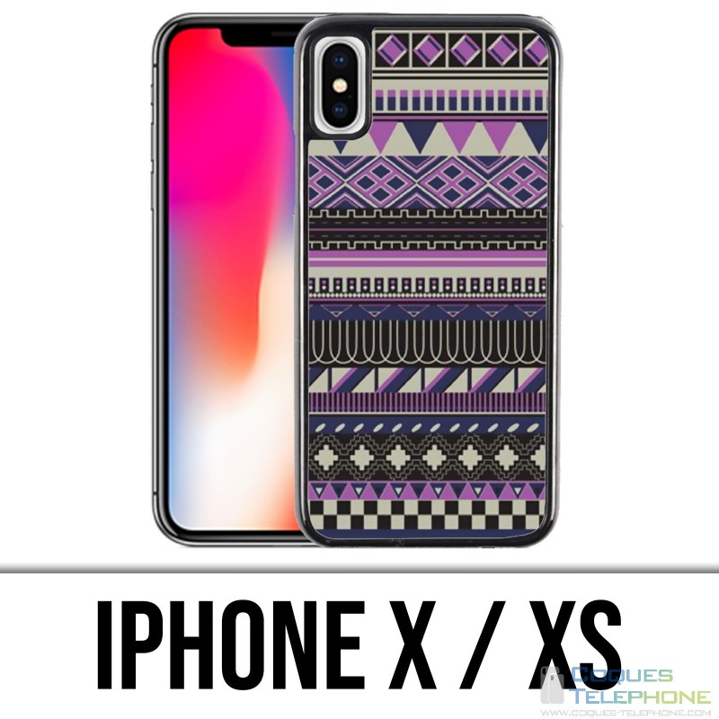 Coque iPhone X / XS - Azteque Violet