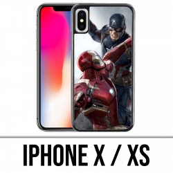 Coque iPhone X / XS - Captain America Vs Iron Man Avengers