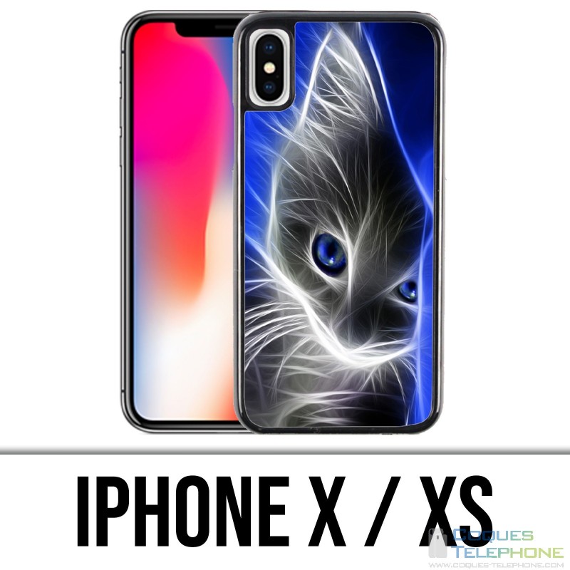 X / XS iPhone Fall - Katzen-blaue Augen