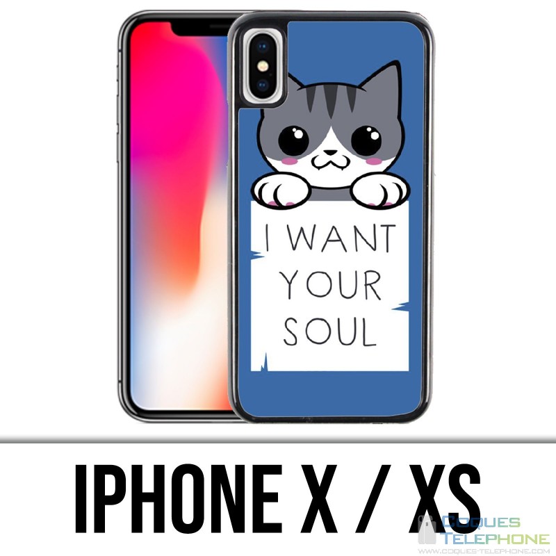 Coque iPhone X / XS - Chat I Want Your Soul