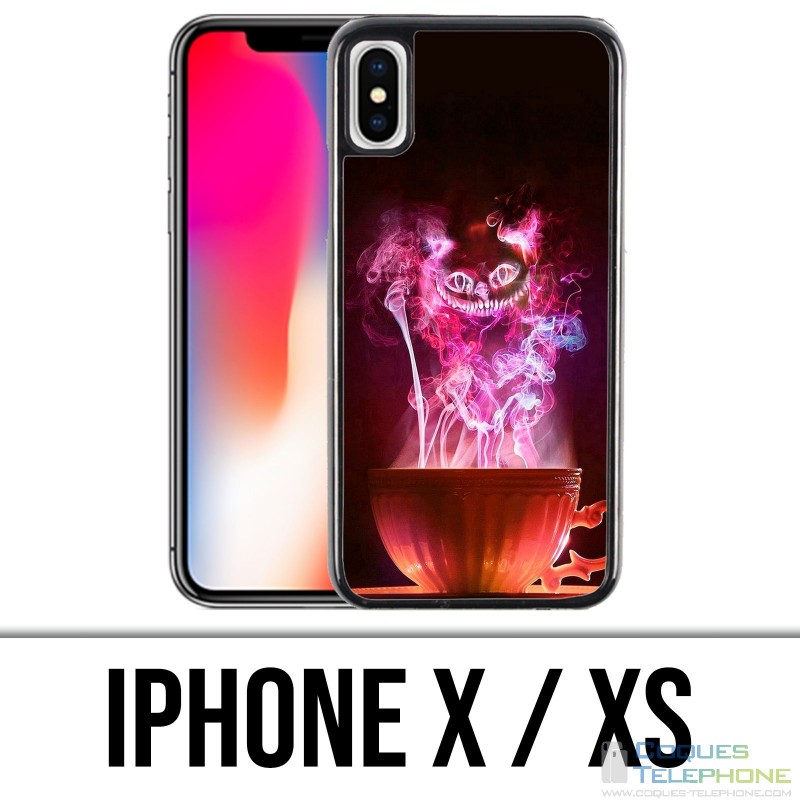 Custodia per iPhone X / XS - Tazza per gatti Alice nel paese delle meraviglie