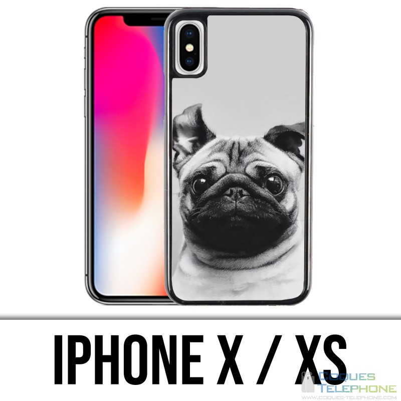 Coque iPhone X / XS - Chien Carlin Oreilles