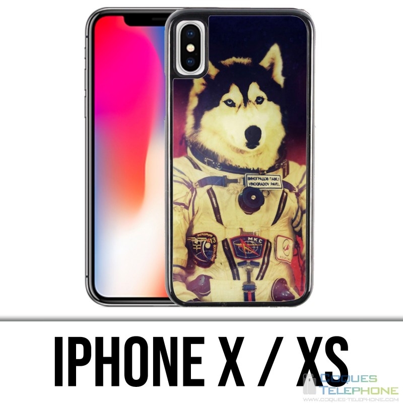 Coque iPhone X / XS - Chien Jusky Astronaute