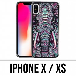 Funda iPhone X / XS - Elefante azteca colorido
