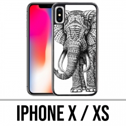 X / XS iPhone Case - Black and White Aztec Elephant