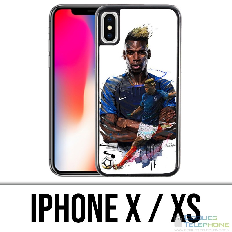 Custodia iPhone X / XS - Football France Pogba Drawing