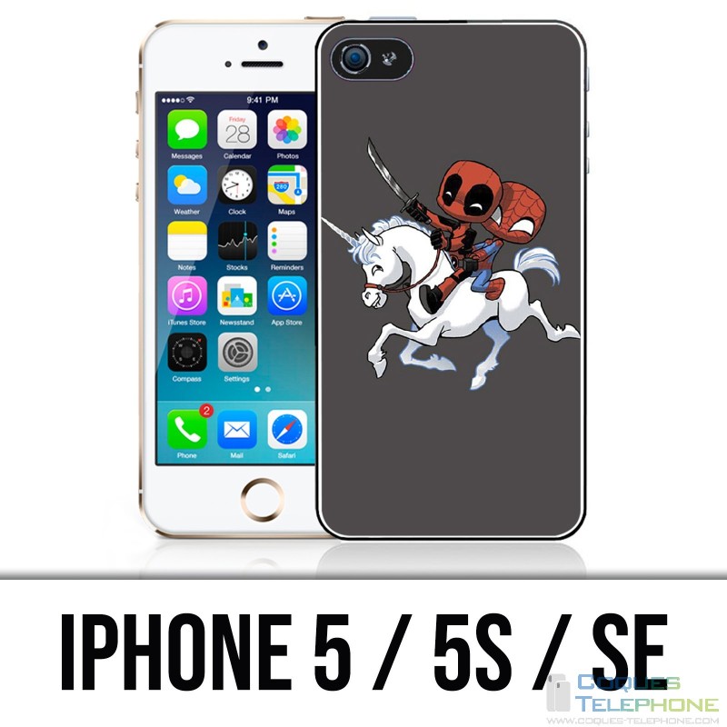 Coque iPhone 5 / 5S / SE - Licorne Deadpool Spiderman