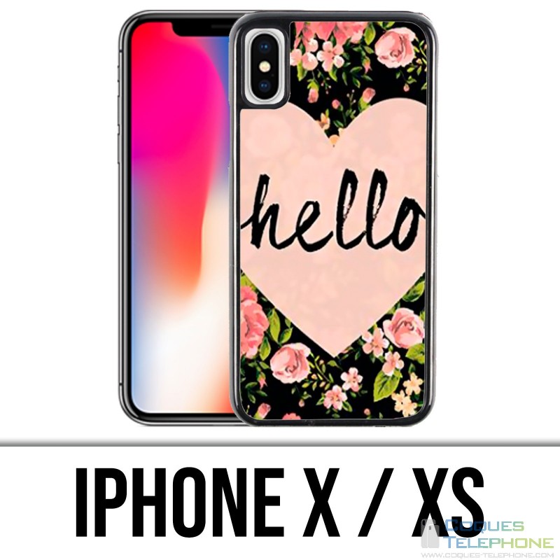 Custodia per iPhone X / XS - Hello Pink Heart