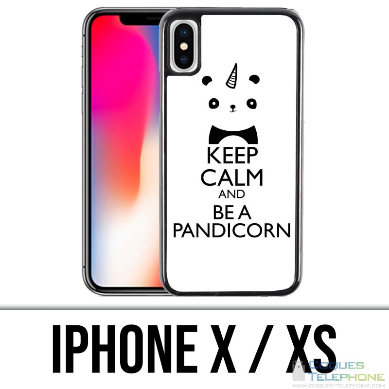 Custodia iPhone X / XS - Mantieni la calma Pandicorn Panda Unicorn
