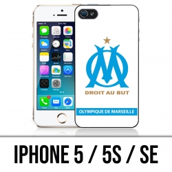 Coque iPhone 5 / 5S / SE - Logo Om Marseille Blanc