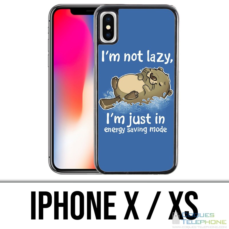Coque iPhone X / XS - Loutre Not Lazy