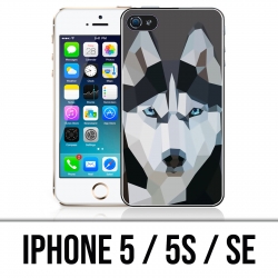Coque iPhone 5 / 5S / SE - Loup Husky Origami