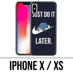 Coque iPhone X / XS - Pokémon Ronflex Just Do It Later