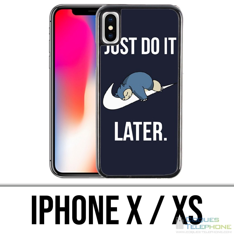 Coque iPhone X / XS - Pokémon Ronflex Just Do It Later