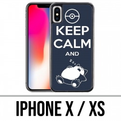 Coque iPhone X / XS - Pokémon Ronflex Keep Calm