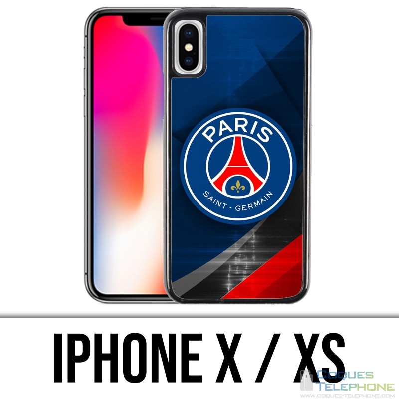 Custodia iPhone X / XS - Logo PSG in metallo cromato
