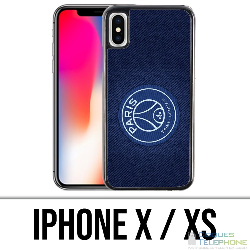 Coque iPhone X / XS - PSG Minimalist Fond Bleu