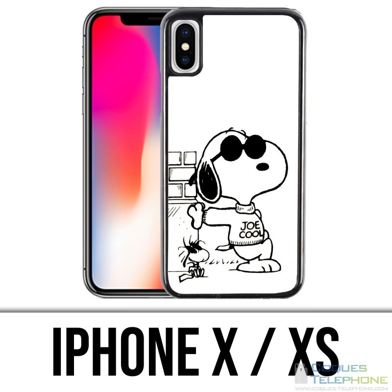 Coque iPhone X / XS - Snoopy Noir Blanc
