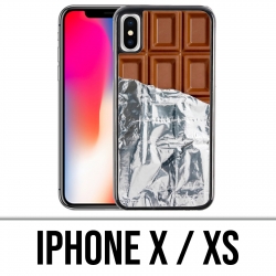 Coque iPhone X / XS - Tablette Chocolat Alu