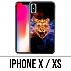 Coque iPhone X / XS - Tigre Flammes