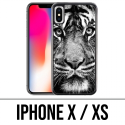 Funda para iPhone X / XS - Tigre blanco y negro