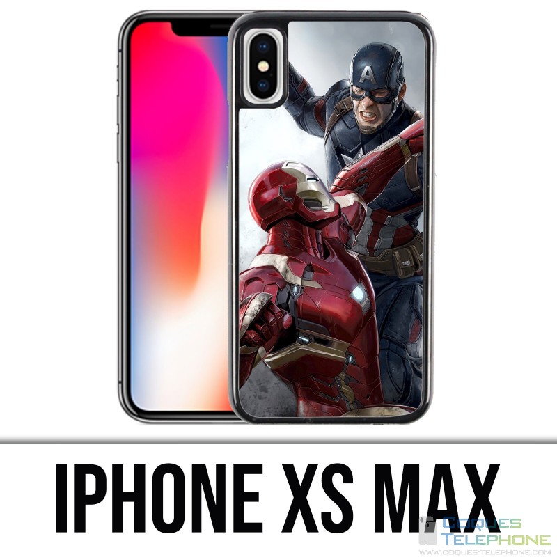 Coque iPhone XS MAX - Captain America Vs Iron Man Avengers