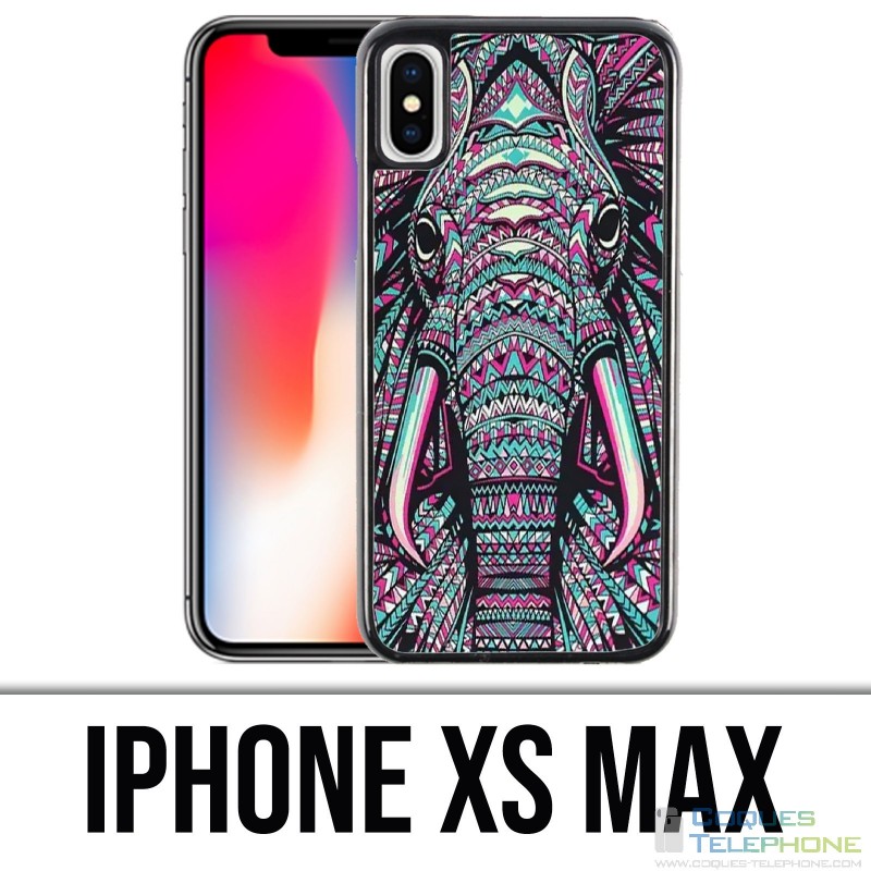 Coque iPhone XS MAX - Eléphant Aztèque Coloré
