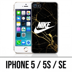 Coque iPhone 5 / 5S / SE - Nike Logo Gold Marbre