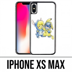 Coque iPhone XS MAX - Stitch Pikachu Bébé