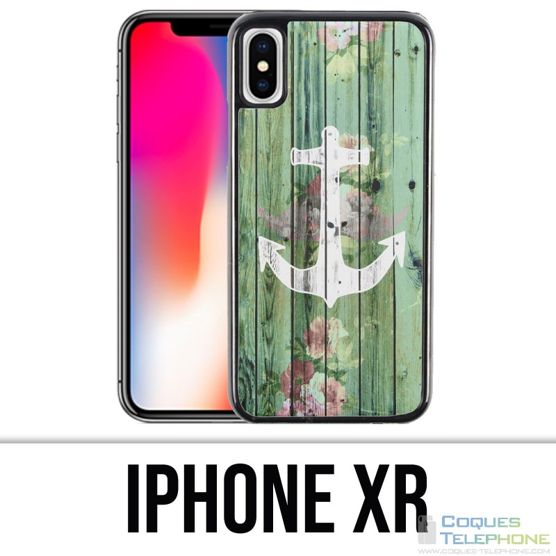 XR iPhone Fall - hölzerner Marineanker