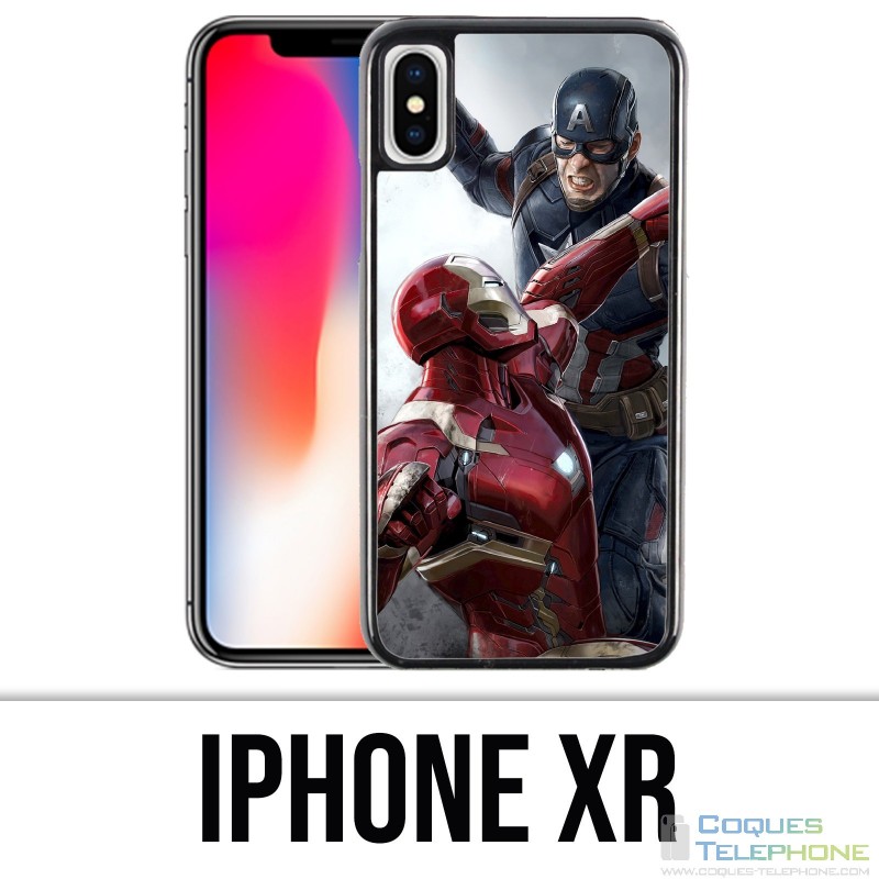 Coque iPhone XR - Captain America Vs Iron Man Avengers