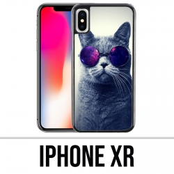 Coque iPhone XR - Chat Lunettes Galaxie