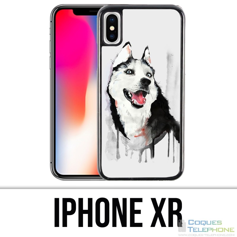 Coque iPhone XR - Chien Husky Splash