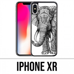 Coque iPhone XR - Eléphant Aztèque Noir Et Blanc
