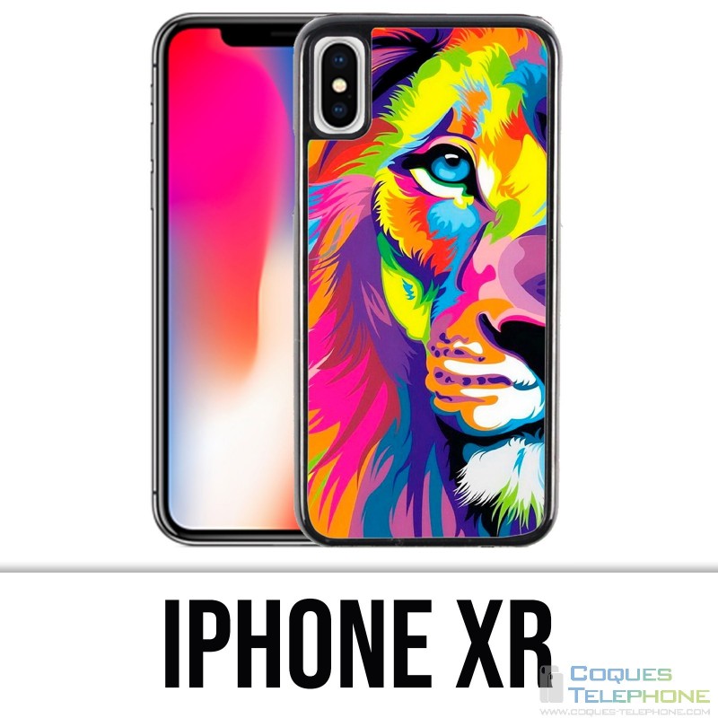 Coque iPhone XR - Lion Multicolore