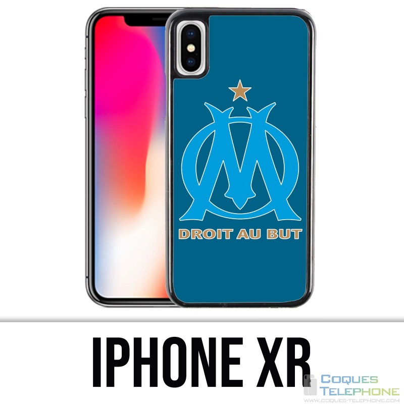 Coque iPhone XR - Logo Om Marseille Big Fond Bleu