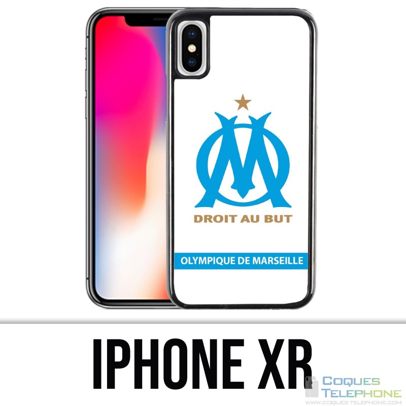 Coque iPhone XR - Logo Om Marseille Blanc