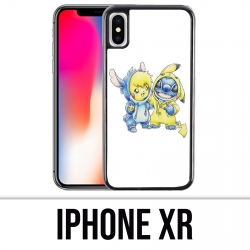 Coque iPhone XR - Stitch Pikachu Bébé