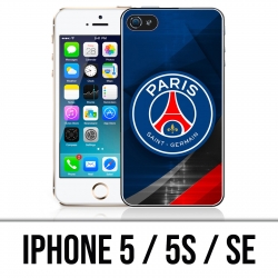 Custodia per iPhone 5 / 5S / SE - Logo PSG in metallo cromato