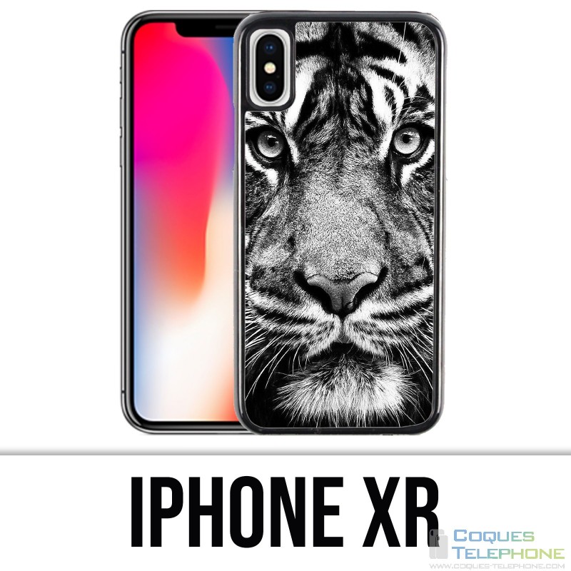 XR iPhone Fall - Schwarzweiss-Tiger