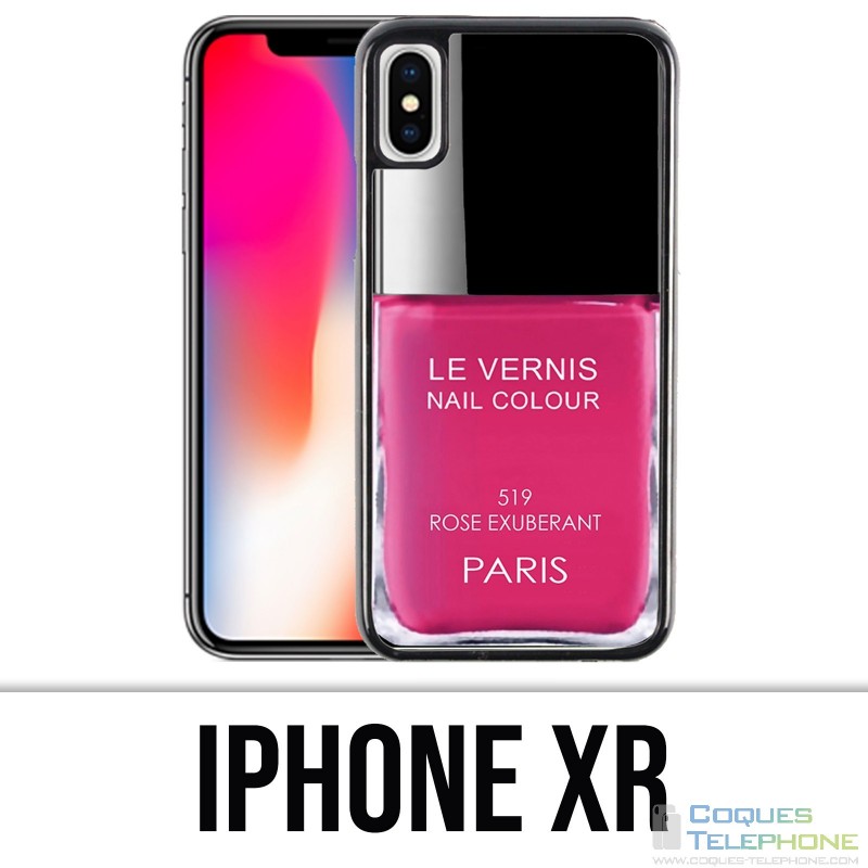Coque iPhone XR - Vernis Paris Rose
