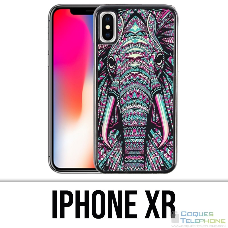 Coque iPhone XR - Eléphant Aztèque Coloré